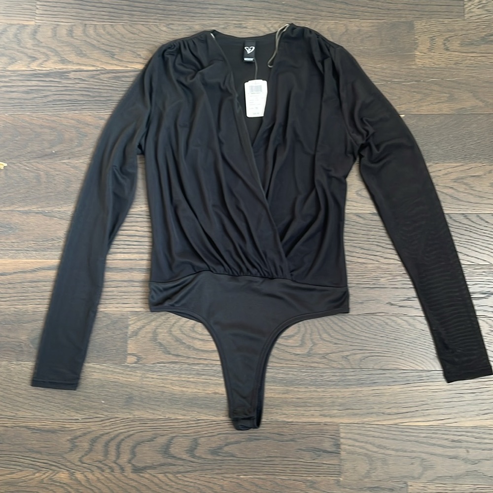 Windsor Sheer Deep V Neck Long Sleeve Bodysuit